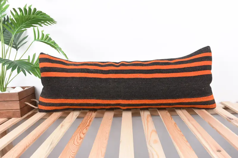 12x36 Brown Pillow Case, Gift Pillow, Handmade Kilim Cushion, Throw Kilim Pillow, Pillow Cover, Retro Throw Cushion Cover - 1