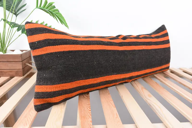 12x36 Brown Pillow Case, Gift Pillow, Handmade Kilim Cushion, Throw Kilim Pillow, Pillow Cover, Retro Throw Cushion Cover - 4