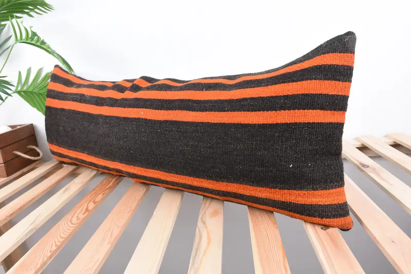 12x36 Brown Pillow Case, Gift Pillow, Handmade Kilim Cushion, Throw Kilim Pillow, Pillow Cover, Retro Throw Cushion Cover - 5