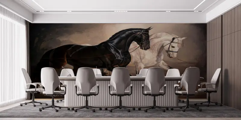 Love Wall Decals, Animal Wall Decor, Black And White Horse Wall Art, Horse Digital Paper, Wall Mural Wallpaper, Papercraft 3D, - 7
