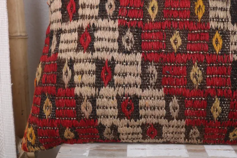Boho Pillow, Pillow Case, Vintage Kilim Pillow Cushion Cover, 12x36 Red Cushion, Interior Designer Pillow, Kilim Cushion Sham - 3