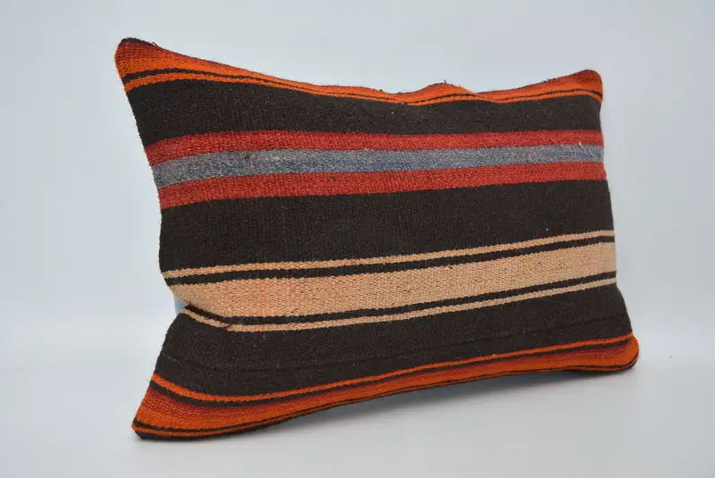 Cushion Case, Boho Pillow, 16x24 Brown Cushion Cover, Kilim Pillow, Handwoven Pillow Cover Pillow Case, Pillow for Sofa - 3
