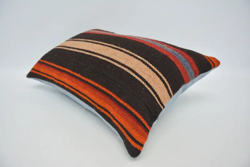Cushion Case, Boho Pillow, 16x24 Brown Cushion Cover, Kilim Pillow, Handwoven Pillow Cover Pillow Case, Pillow for Sofa - 6