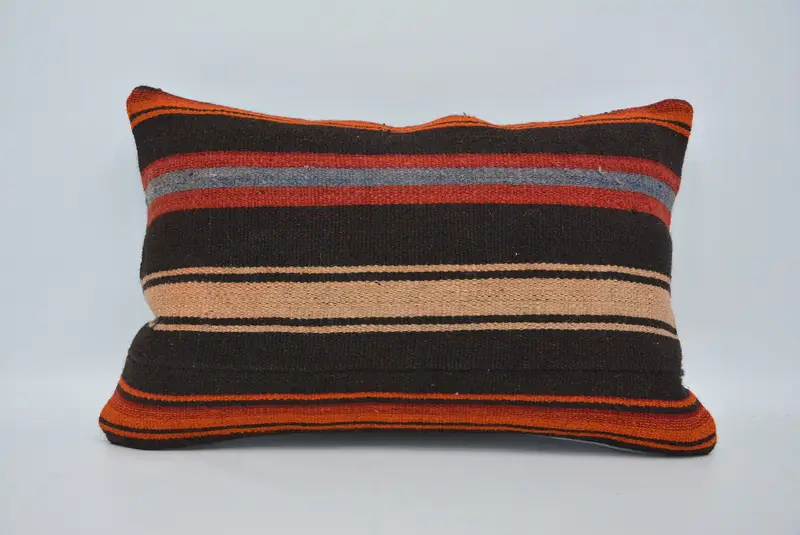 Cushion Case, Boho Pillow, 16x24 Brown Cushion Cover, Kilim Pillow, Handwoven Pillow Cover Pillow Case, Pillow for Sofa - 1