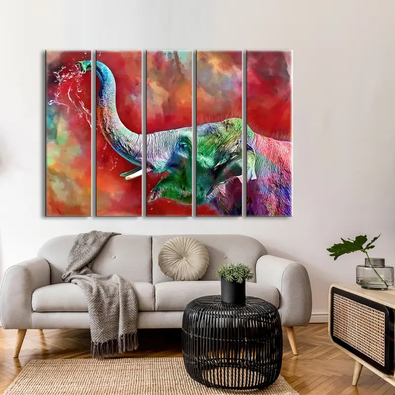 Colorful Elephant Painting, Animal Painting, Colorful Elephant Canvas Print, Contemporary Home Decor, Elephant Wall Art, African Art Canvas - 4
