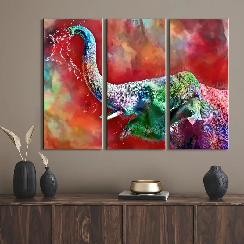 Colorful Elephant Painting, Animal Painting, Colorful Elephant Canvas Print, Contemporary Home Decor, Elephant Wall Art, African Art Canvas - 3