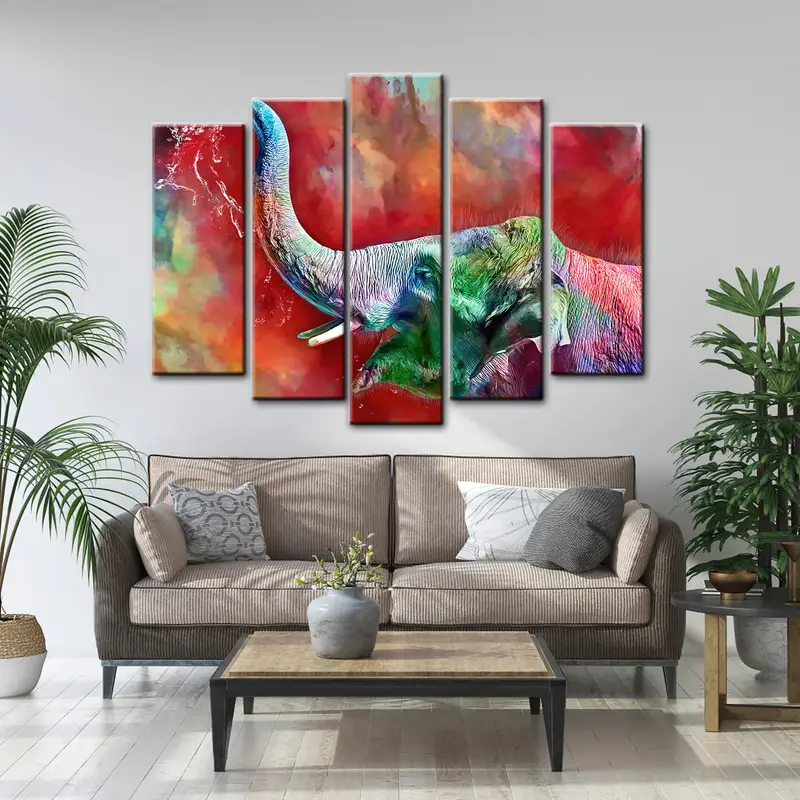 Colorful Elephant Painting, Animal Painting, Colorful Elephant Canvas Print, Contemporary Home Decor, Elephant Wall Art, African Art Canvas - 5