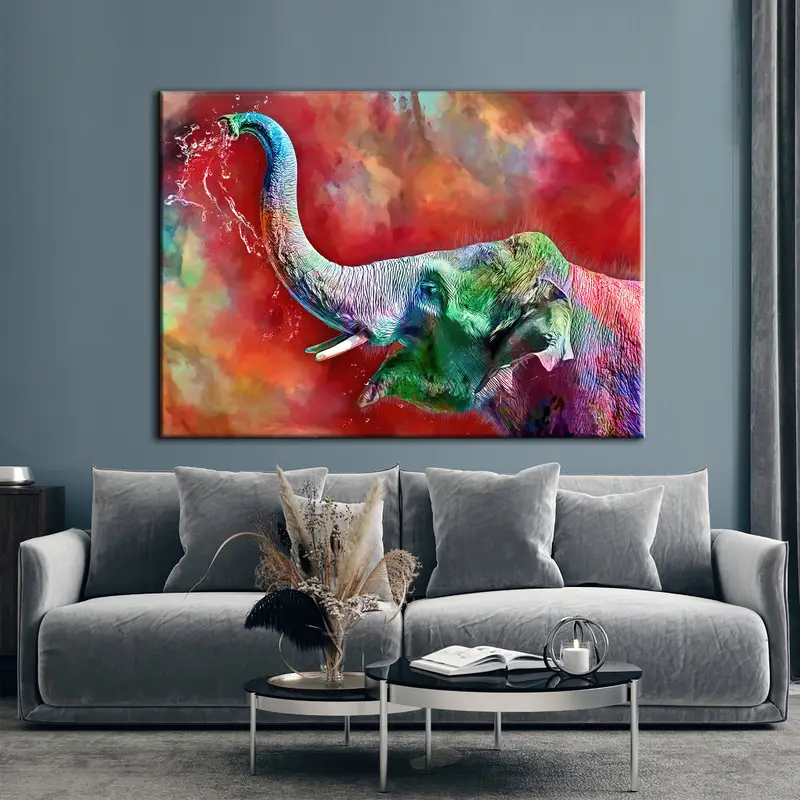Colorful Elephant Painting, Animal Painting, Colorful Elephant Canvas Print, Contemporary Home Decor, Elephant Wall Art, African Art Canvas - 2