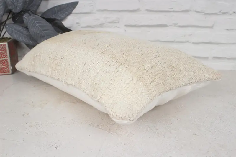 Turkish Bench Pillow Cover, Turkish Pillow, Ethnical Kilim Rug Pillow, Kilim Cushion Sham, 12x20 Beige Pillow Sham, Pillow, Shabby Chic Pillow Cover - 6