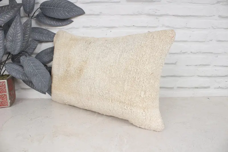 Turkish Bench Pillow Cover, Turkish Pillow, Ethnical Kilim Rug Pillow, Kilim Cushion Sham, 12x20 Beige Pillow Sham, Pillow, Shabby Chic Pillow Cover - 4