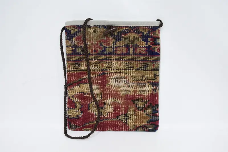 Vintage Motifli Steampunk Yün Omuz Çantası, Kilim Çanta