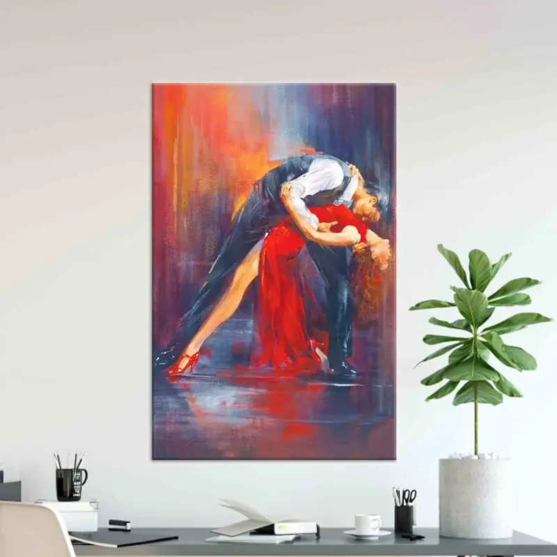 Eleganter Tango-Paartanz-Leinwanddruck – romantische Kunst