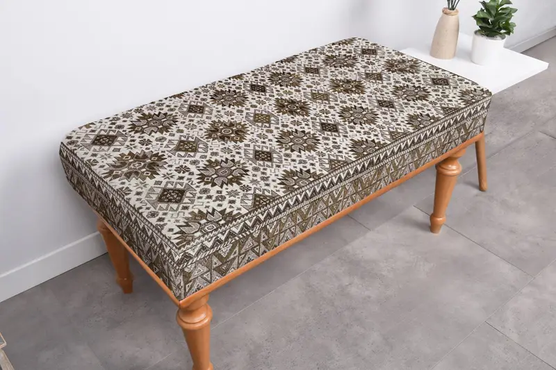 北欧風ブラウン&ホワイトオットマン、多用途モジュール式オットマン