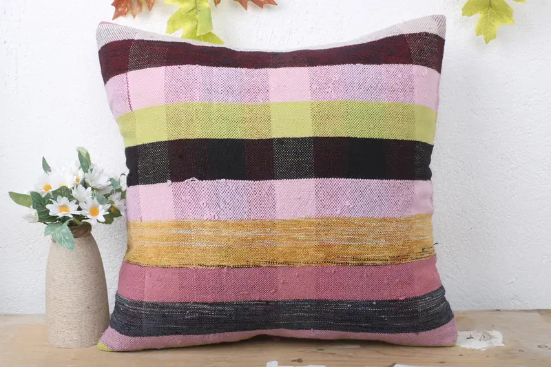 Home Decor Pillow, Pillow, Vintage Pillow, Vintage Kilim Pillow, Personalized Gift Pillow Pillow Sham, 16x16 Green Pillow Sham - 2