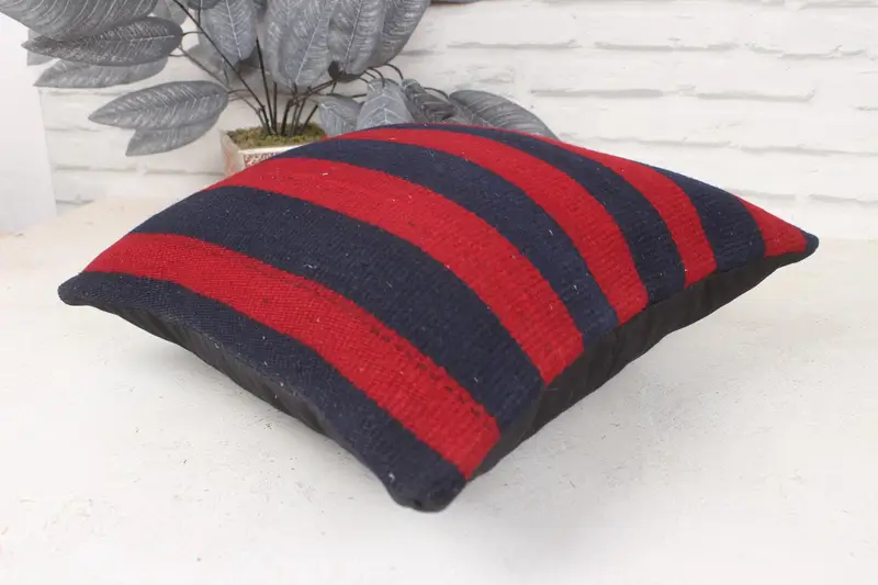 Antique Pillows, Boho Pillow Sham Cover, Sofa Cushion Case, Pillow Sham, Car Cushion, 16x16 Red Pillow Case, Kilim Cushion Sham - 6