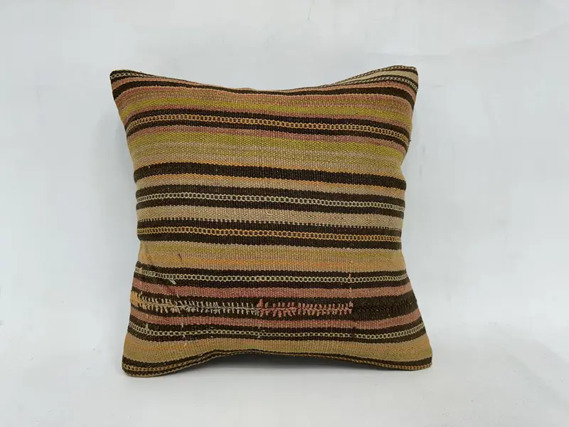 Interior Designer Pillow, Outdoor Patio Pillow Cover, 18x18 Beige Pillow Cover, Pillow for Couch, Pillow Case, Ethnical Kilim Rug Pillow - 1