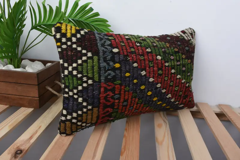 One Of A Kind Cushion Case, 12x20 Red Cushion, Turkish Pillow, Ethnical Kilim Rug Pillow, Cushion Case, Interior Designer Pillow - 4