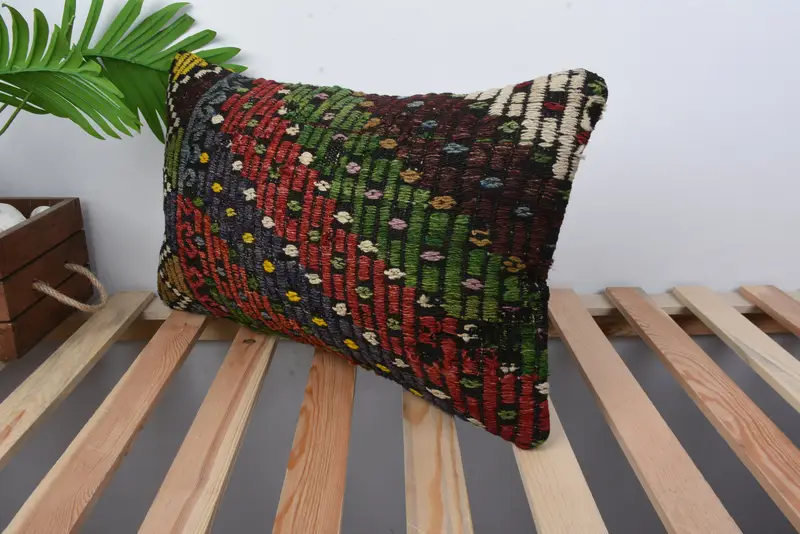 One Of A Kind Cushion Case, 12x20 Red Cushion, Turkish Pillow, Ethnical Kilim Rug Pillow, Cushion Case, Interior Designer Pillow - 5