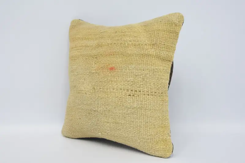 Vintage Kilim Pillow, Floor Pillow Sham, Pillow for Sofa, 12x12 Beige Cushion Cover, Cushion Case, Interior Designer Pillow - 4
