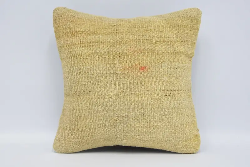 Vintage Kilim Pillow, Floor Pillow Sham, Pillow for Sofa, 12x12 Beige Cushion Cover, Cushion Case, Interior Designer Pillow - 1