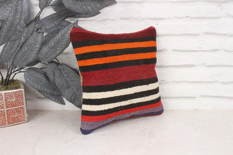 12x12 Red Pillow, Home Decor Pillow, Throw Kilim Pillow, Tapestry Pillow Sham, Pillow for Couch, Handwoven Pillow Cover Pillow, Pillow Sham - 3