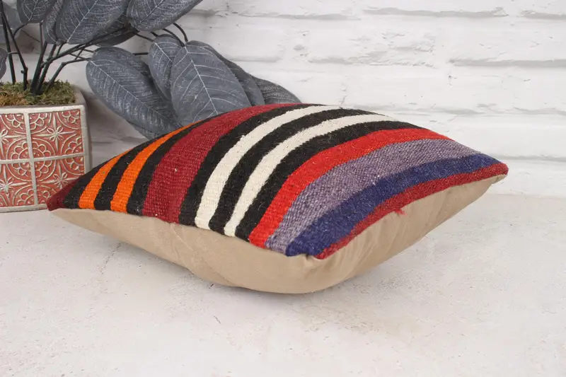 12x12 Red Pillow, Home Decor Pillow, Throw Kilim Pillow, Tapestry Pillow Sham, Pillow for Couch, Handwoven Pillow Cover Pillow, Pillow Sham - 6