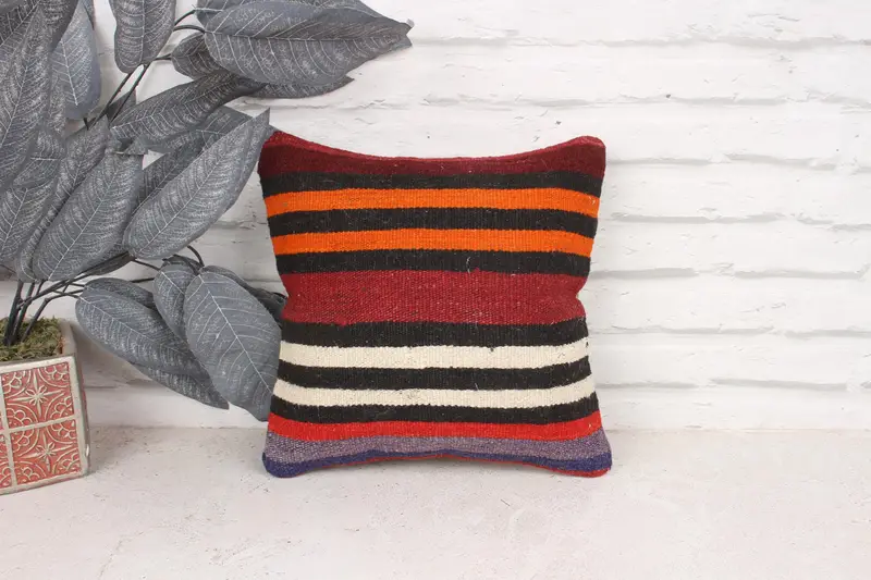 12x12 Red Pillow, Home Decor Pillow, Throw Kilim Pillow, Tapestry Pillow Sham, Pillow for Couch, Handwoven Pillow Cover Pillow, Pillow Sham - 1