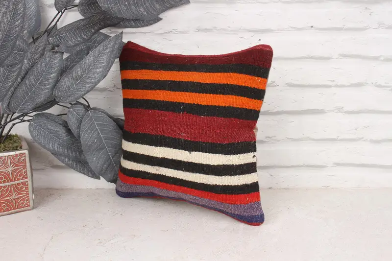 12x12 Red Pillow, Home Decor Pillow, Throw Kilim Pillow, Tapestry Pillow Sham, Pillow for Couch, Handwoven Pillow Cover Pillow, Pillow Sham - 4