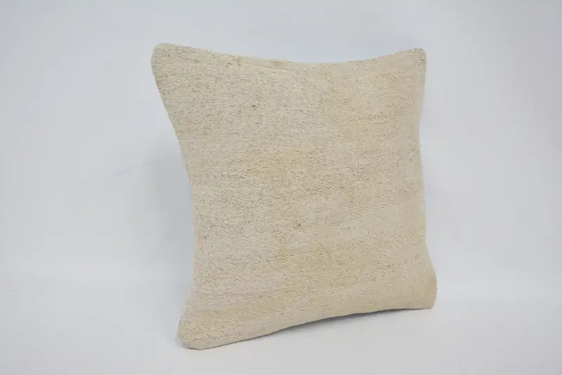 Accent Throw Pillow Sham, Ethnical Kilim Rug Pillow, Pillow Sham, Farmhouse Pillow Cover, Gift Pillow, Kilim Pillow, 14x14 Beige Cushion Case - 3