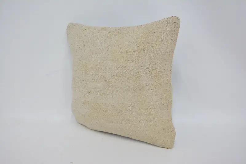 Accent Throw Pillow Sham, Ethnical Kilim Rug Pillow, Pillow Sham, Farmhouse Pillow Cover, Gift Pillow, Kilim Pillow, 14x14 Beige Cushion Case - 4
