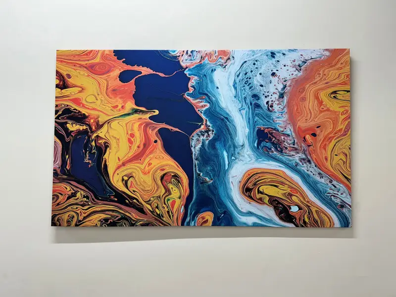 現代的なオレンジとブルーの抽象的なカラフルなプリント キャンバス