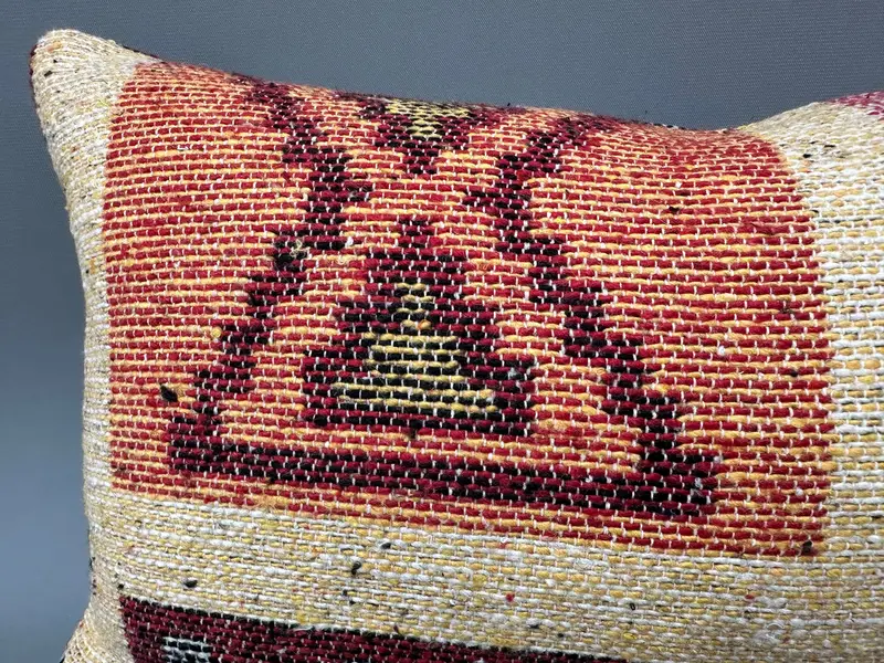 Turkish Pillow, 10x20 Yellow Cushion Case, Christmas Cushion, Kilim Pillow Cover, Boho Pillow, Pillow Cover, Yoga Cushion Cover - 5