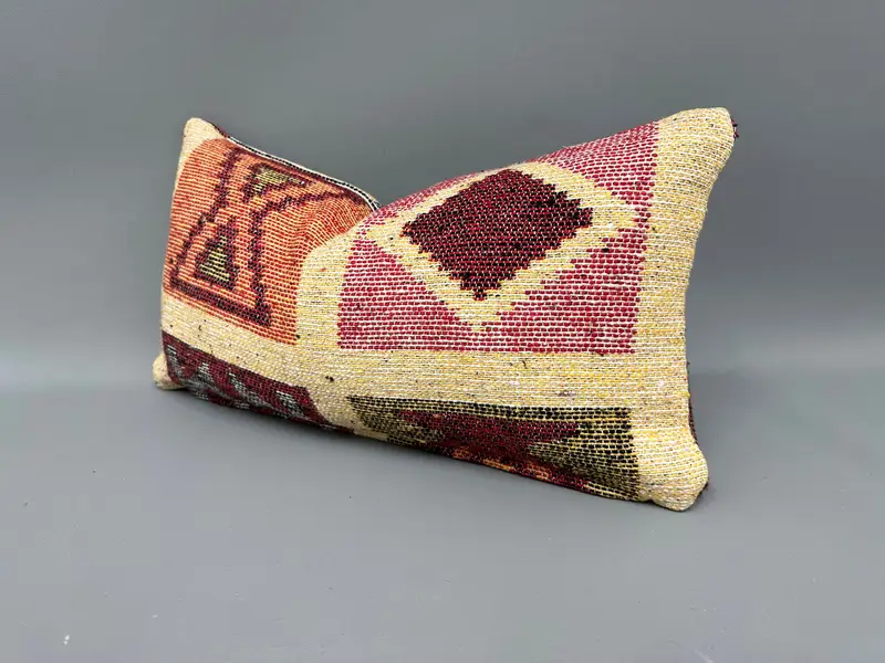 Turkish Pillow, 10x20 Yellow Cushion Case, Christmas Cushion, Kilim Pillow Cover, Boho Pillow, Pillow Cover, Yoga Cushion Cover - 3