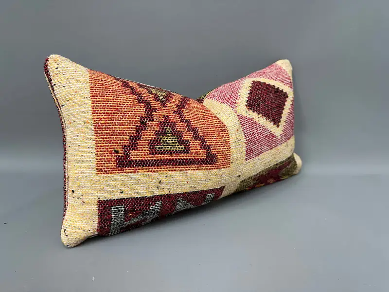 Turkish Pillow, 10x20 Yellow Cushion Case, Christmas Cushion, Kilim Pillow Cover, Boho Pillow, Pillow Cover, Yoga Cushion Cover - 2