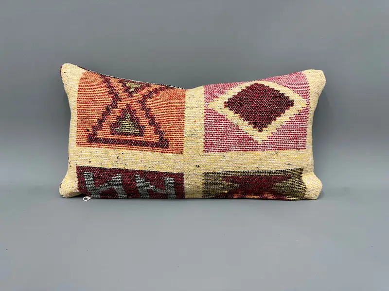 Turkish Pillow, 10x20 Yellow Cushion Case, Christmas Cushion, Kilim Pillow Cover, Boho Pillow, Pillow Cover, Yoga Cushion Cover - 4