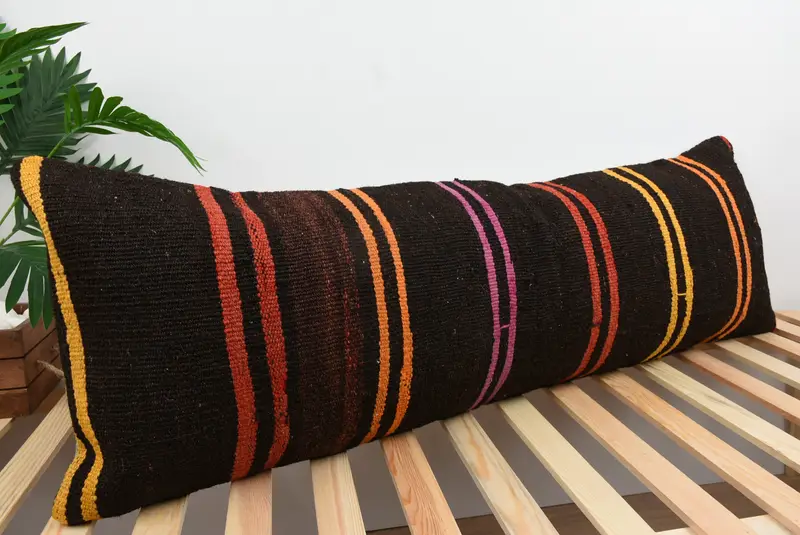 Home Decor Pillow, Office Chair Cushion Cover, 16x48 Brown Pillow Case, Vintage Kilim Throw Pillow, Kilim Pillow Cover, Cushion Case - 4
