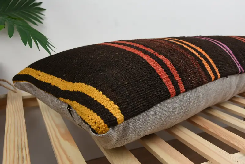 Home Decor Pillow, Office Chair Cushion Cover, 16x48 Brown Pillow Case, Vintage Kilim Throw Pillow, Kilim Pillow Cover, Cushion Case - 6
