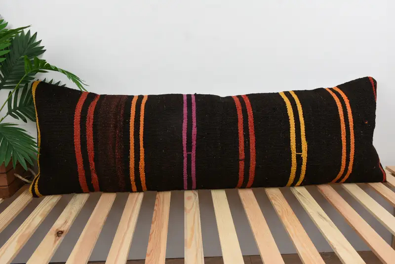 Home Decor Pillow, Office Chair Cushion Cover, 16x48 Brown Pillow Case, Vintage Kilim Throw Pillow, Kilim Pillow Cover, Cushion Case - 1