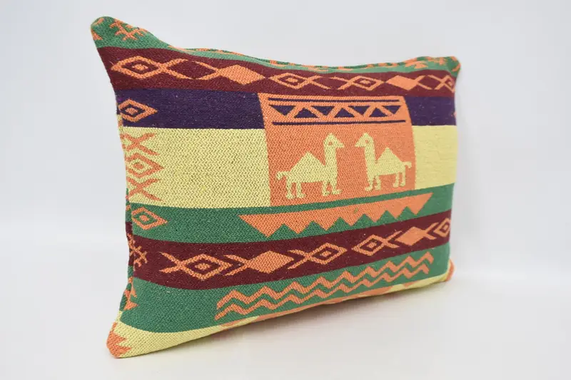 Pillow, Turkish Pillow, Vintage Kilim Pillow, Bed Cushion Case, 20x28 Orange Pillow Case, Boho Pillow, Southwestern Pillow - 3
