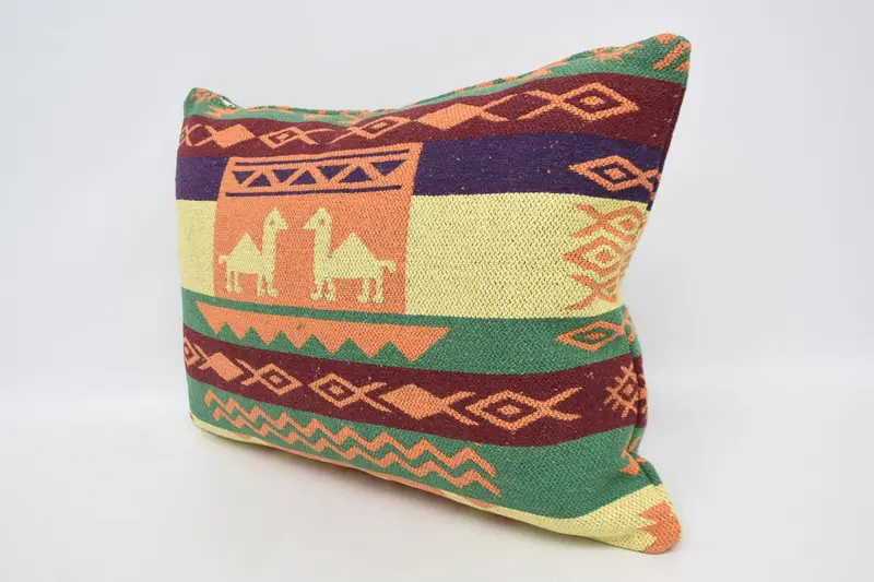 Pillow, Turkish Pillow, Vintage Kilim Pillow, Bed Cushion Case, 20x28 Orange Pillow Case, Boho Pillow, Southwestern Pillow - 4