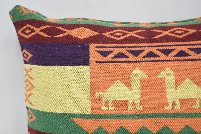 Pillow, Turkish Pillow, Vintage Kilim Pillow, Bed Cushion Case, 20x28 Orange Pillow Case, Boho Pillow, Southwestern Pillow - 2
