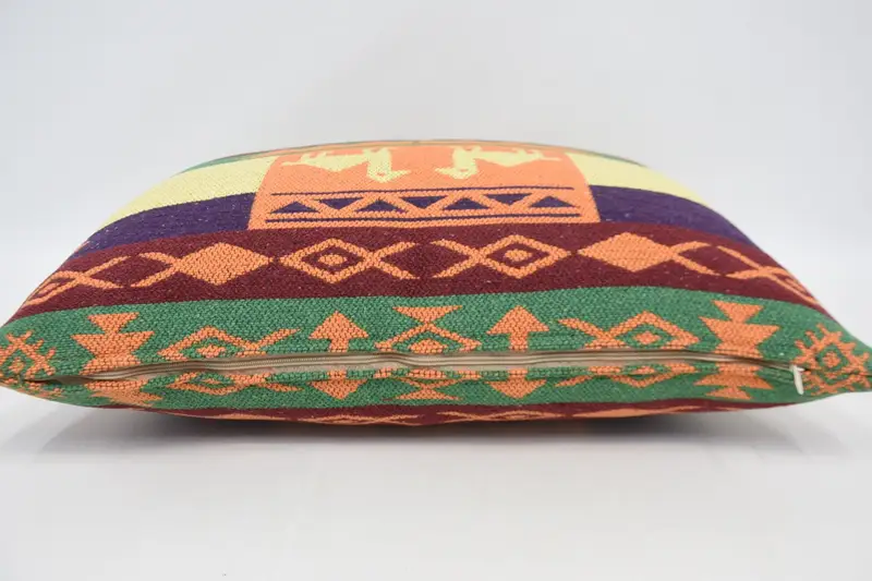 Pillow, Turkish Pillow, Vintage Kilim Pillow, Bed Cushion Case, 20x28 Orange Pillow Case, Boho Pillow, Southwestern Pillow - 6
