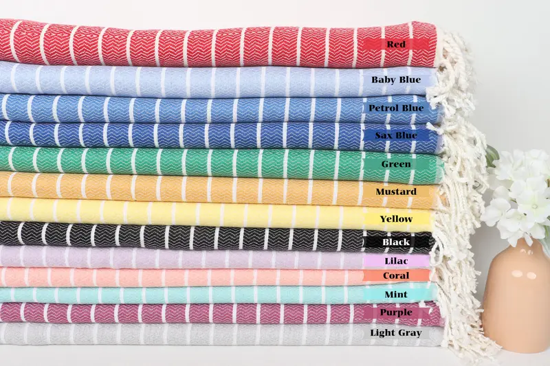 Handmade Turkish Towel, Cute Beach Towel, Personalized Wedding Gift, Bathroom Towel, Cotton towel, 70x40 Cotton Striped Towel, Sand-free towel - 1