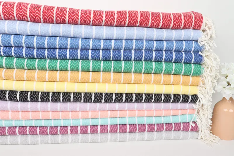 Handmade Turkish Towel, Cute Beach Towel, Personalized Wedding Gift, Bathroom Towel, Cotton towel, 70x40 Cotton Striped Towel, Sand-free towel - 2