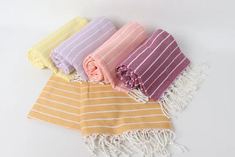 Handmade Turkish Towel, Cute Beach Towel, Personalized Wedding Gift, Bathroom Towel, Cotton towel, 70x40 Cotton Striped Towel, Sand-free towel - 4