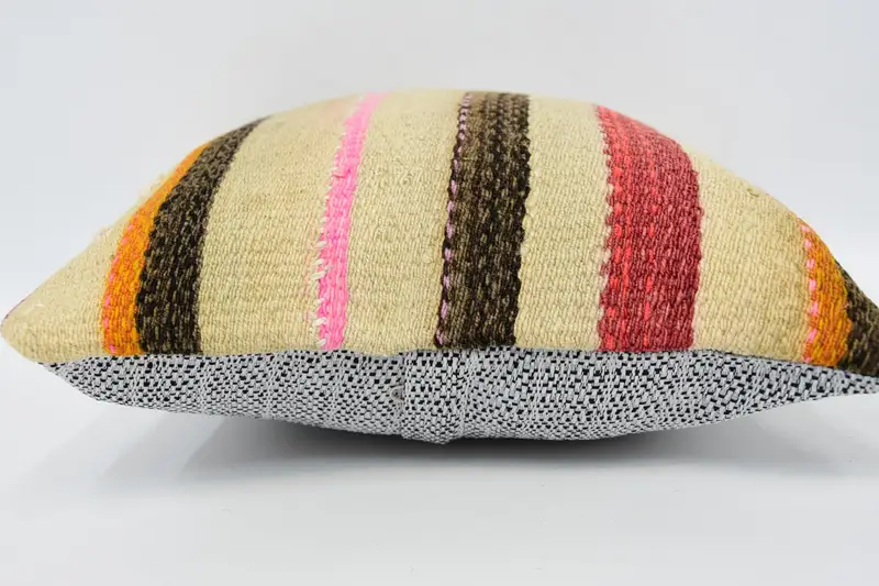 Nautical Throw Cushion, Handmade Kilim Cushion, Turkish Kilim Pillow, Kilim Pillow, Comfy Throw Cushion Case, 12x12 Beige Cushion Cover, Pillow Case - 5