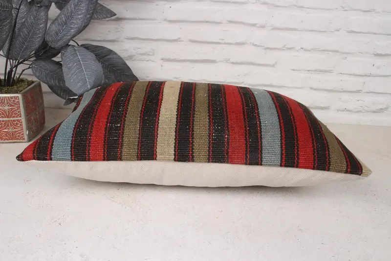 Throw Kilim Pillow, Pillow for Sofa, Custom Pillow Case, 12x20 Red Pillow Case, Kilim Pillow, Square Throw Pillow Cover, Pillow Cover - 5
