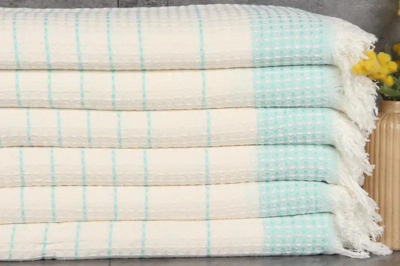 Monogrammed Turkish Beach Towel Organic Cotton Mint, 40x71 Inches