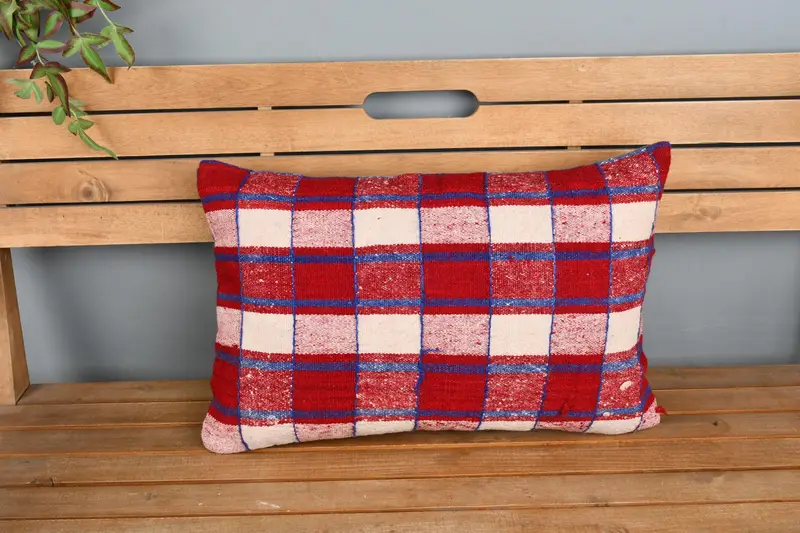 Yoga Cushion Cover, 16x24 Red Pillow Cover, Throw Kilim Pillow, Kilim Pillow, Hippie Throw Cushion Cover, Pillow for Sofa, Cushion Case - 6