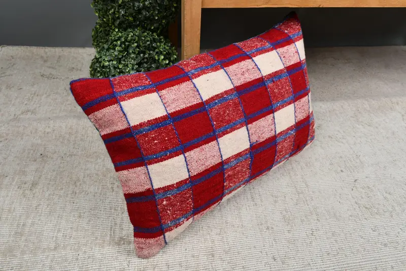 Yoga Cushion Cover, 16x24 Red Pillow Cover, Throw Kilim Pillow, Kilim Pillow, Hippie Throw Cushion Cover, Pillow for Sofa, Cushion Case - 7